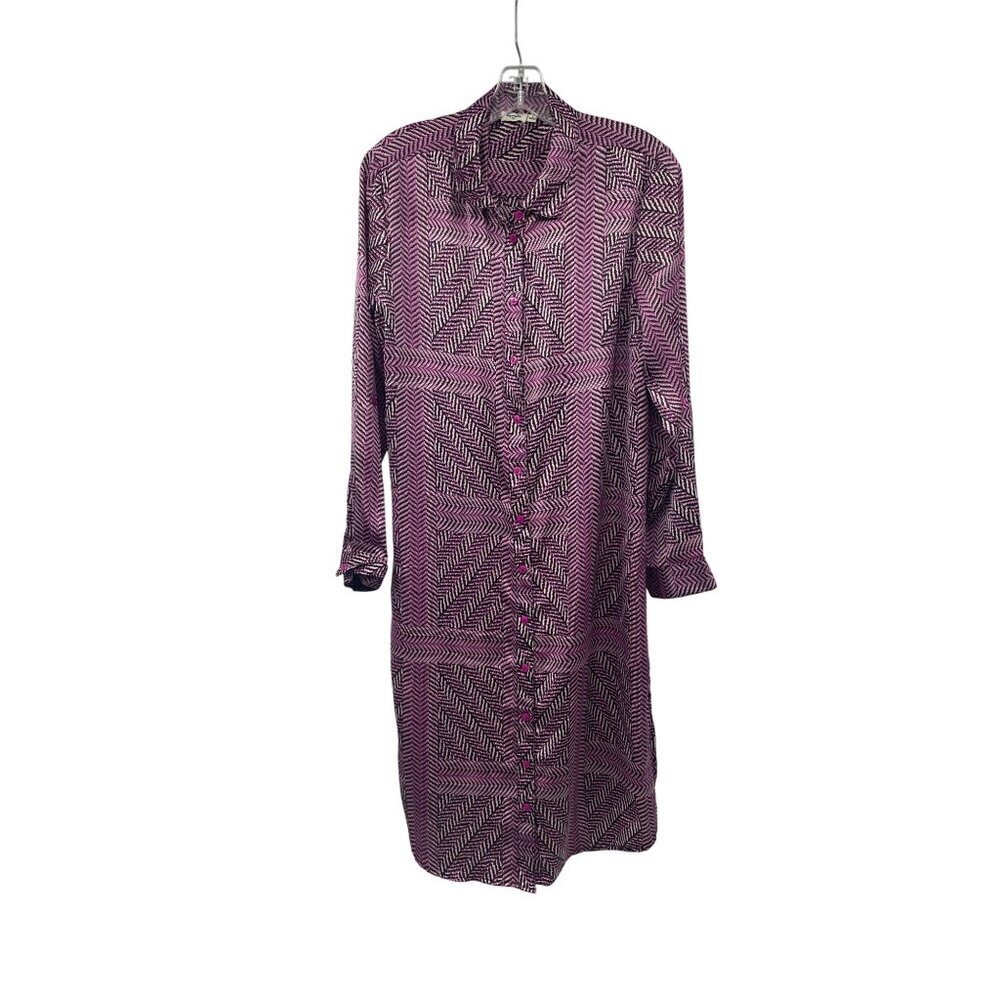 Symple NYC Womens Button Up Shirt Dress Long Sleeve Multicolor Size Large